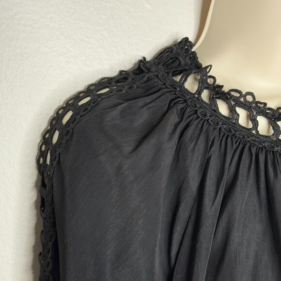 Liam & Co. Womens Blouse Medium Black Dark Romantic Lace Eyelet‎ Goth Feminine - Picture 10 of 10